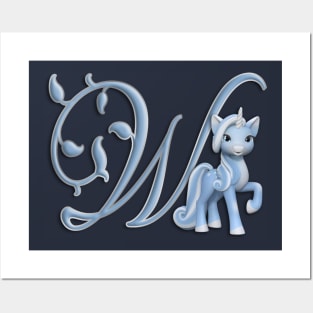 Monogram W Custom Unicorn Posters and Art